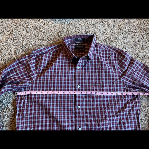 Nordstrom Button Down Shirt Red Plaid Large Mens Shop Regular Fit Non-Iron - Picture 4 of 5